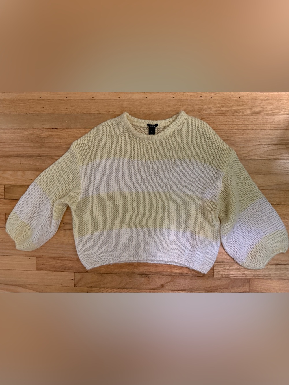 Lindex Cream & Pale Yellow Striped Crewneck Sweater